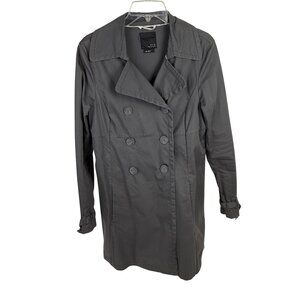 Old Navy Women's Trench Coat Short Gray Double-Breasted Size M